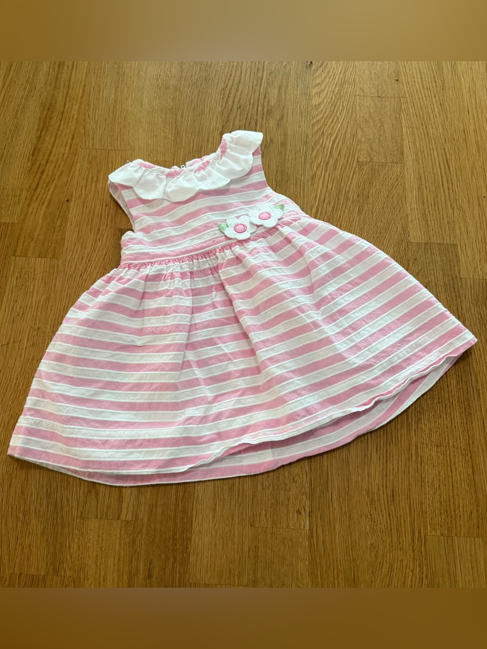 Florence Eiseman 6 MONTHS Pink White Striped Sleeveless Dress